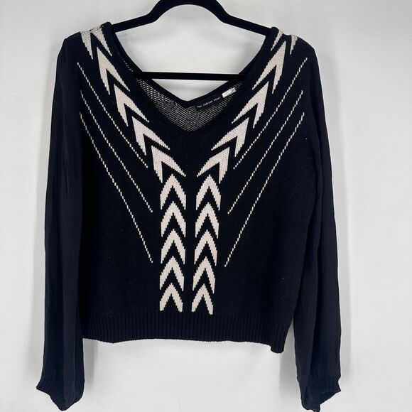 Anthropologie Black & White Addison Story V-neck Swester Size S Knit Basic - Picture 2 of 9